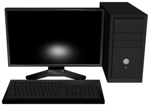 Desktop computer with a monitor and keyboard